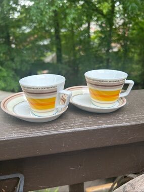 Espresso Demitasse Cup Saucer Set 1970’s Style Retro Design SpaceAge inspired